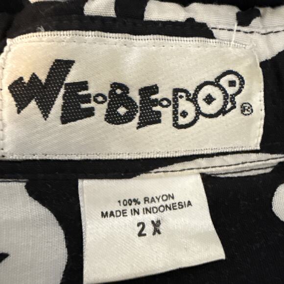 We Be Bop Women Button Tunic Black White Tribal Print Plus Size 2X Beaded Accent - Picture 8 of 8